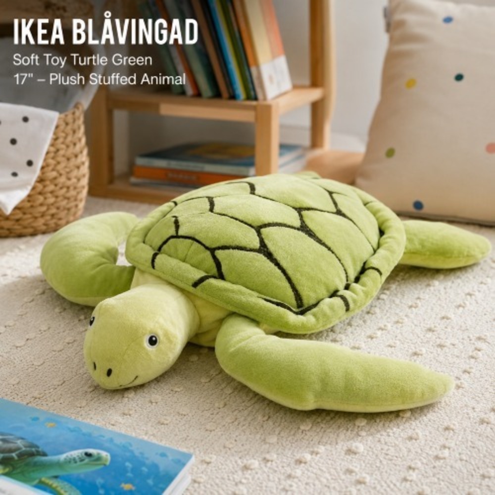 IKEA BLÅVINGAD Soft Toy Turtle Green 17" – Plush Stuffed Animal
